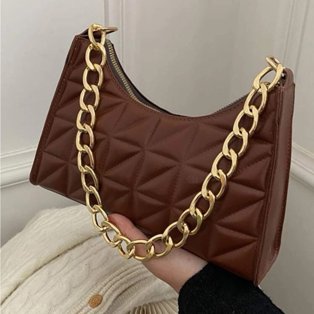 Boho Vegan Leather Quilted Shoulder Bag